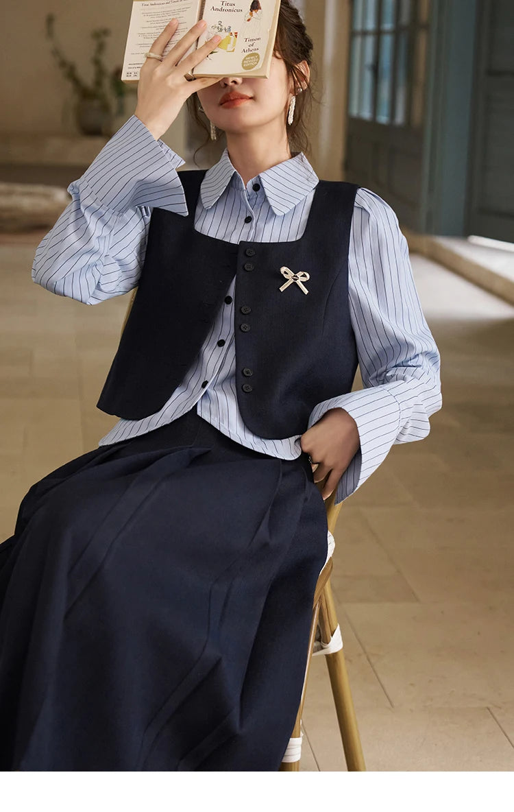 MISHOW French Vest Coat 2024 Spring Bow Square Neck Temperament Sleeveless Short Single Breasted Tank Top Outerwear MXD12W0294