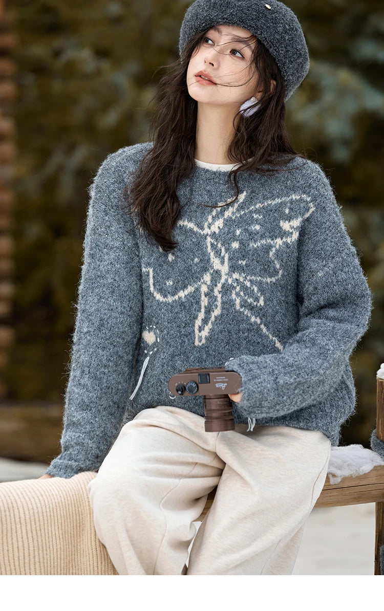 Mishow Butterfly Color Clash Wool Pullover MXD57Z1016