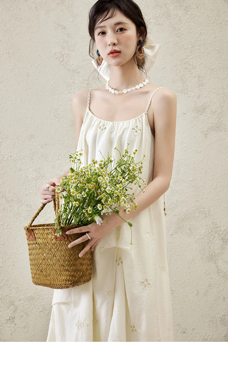 MISHOW Elegant Summer Camisole Dress Women 2025 New Sleeveless Hollow Embroidery Slim Dresses Female Fashion Romantic MXE15L2142