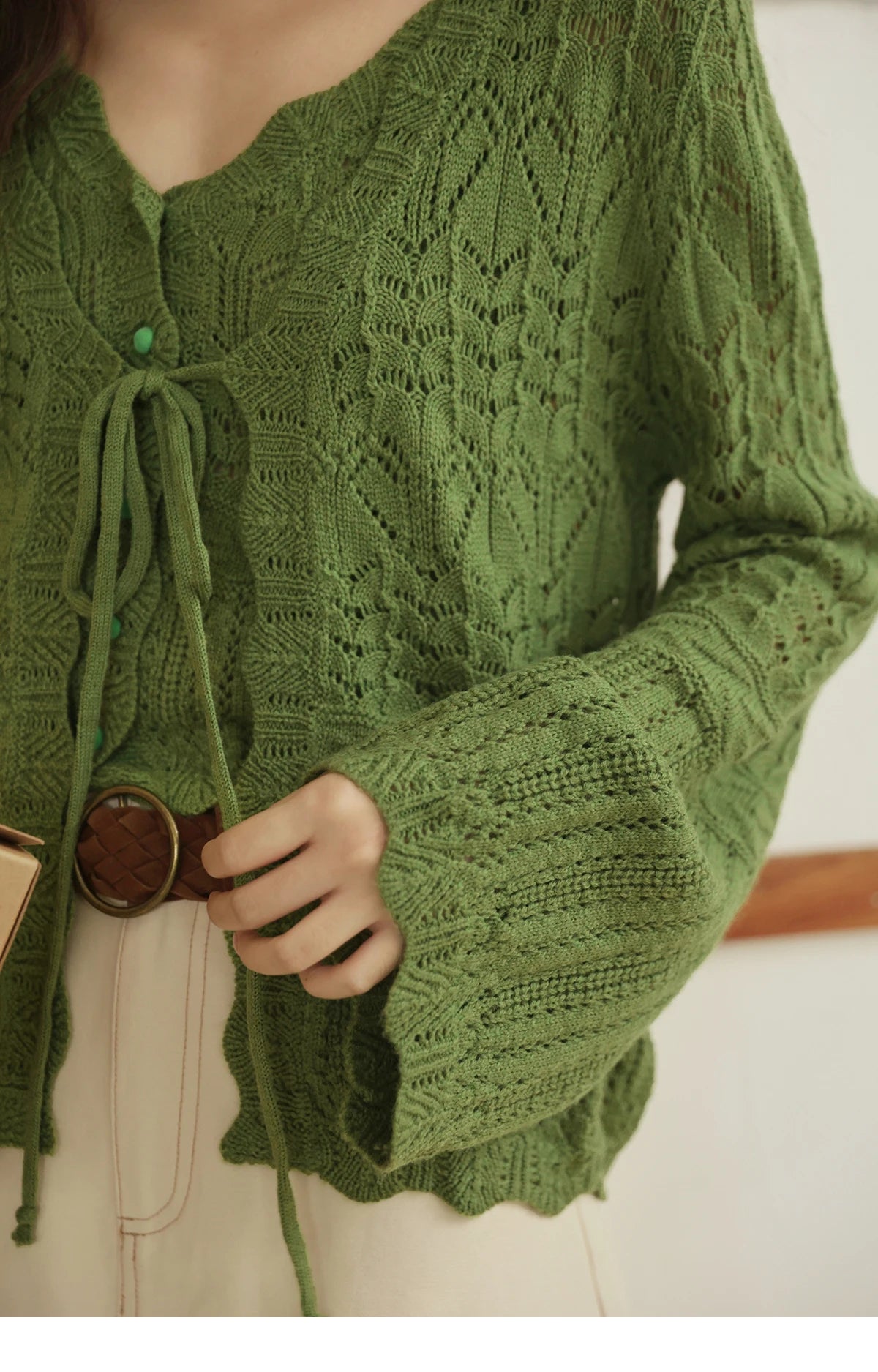 MISHOW Women's Wool Knitted Suit Autumn 2025 Flared Sleeves Lace-up Cardigan Single-breasted Camisole Two-piece Set MXE42T0717