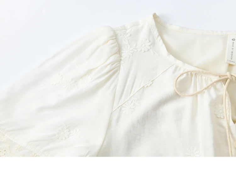 MISOHW Bohemian Solid Women's Summer Dress New 2025 Short Sleeve V-neck Shell Lace Midi Dresses for Woman Fashion MXE33L2195