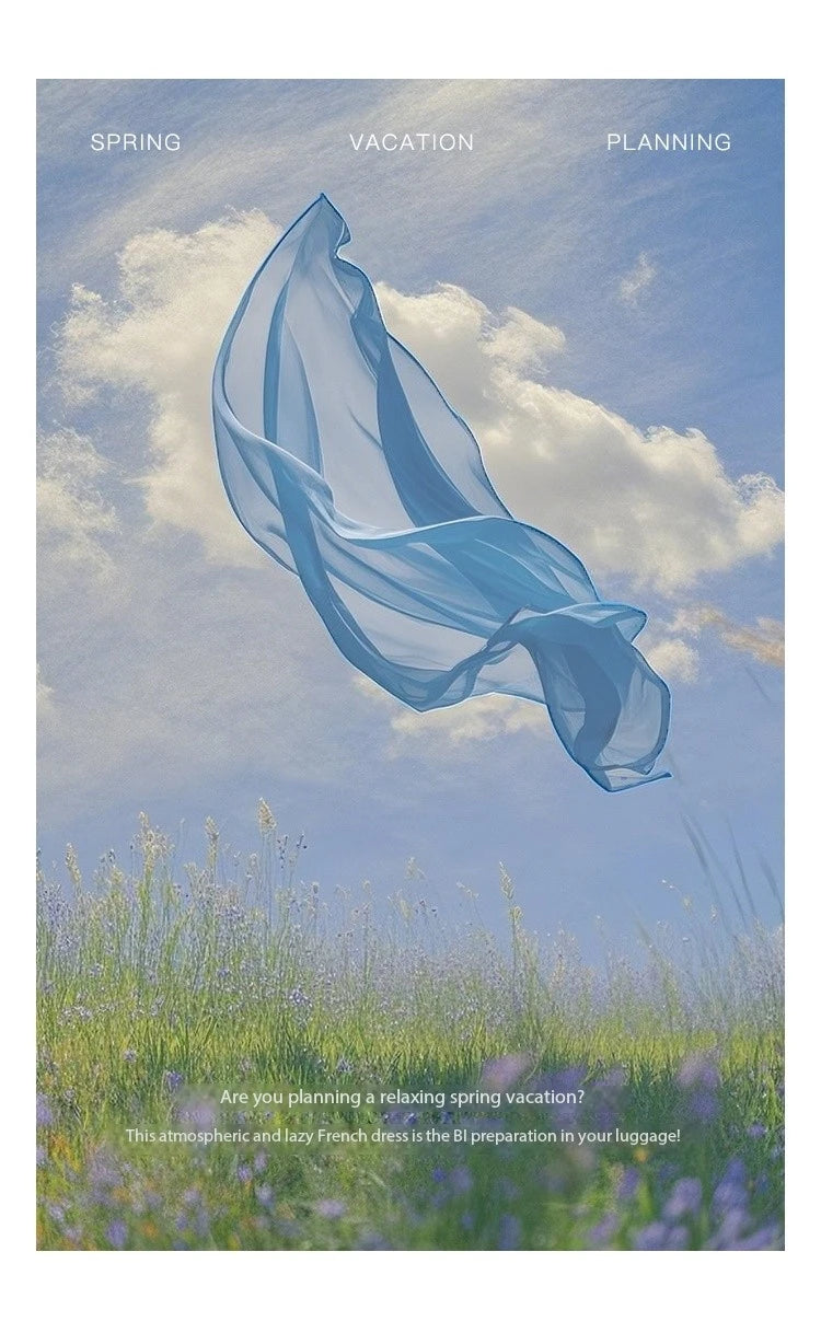 MISHOW French Hollow Lace Dress for Women 2025 Spring Vacation Slim Waist V-neck Dresses Loose Beach Fairy Dresses MXE12L2091