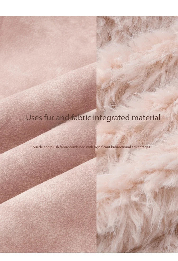 MISHOW Women's Pink Jacket 2025 Winter French Style Stand Collar Plush Patchwork Coat Windproof Warm Coat Woman MXE51W0911