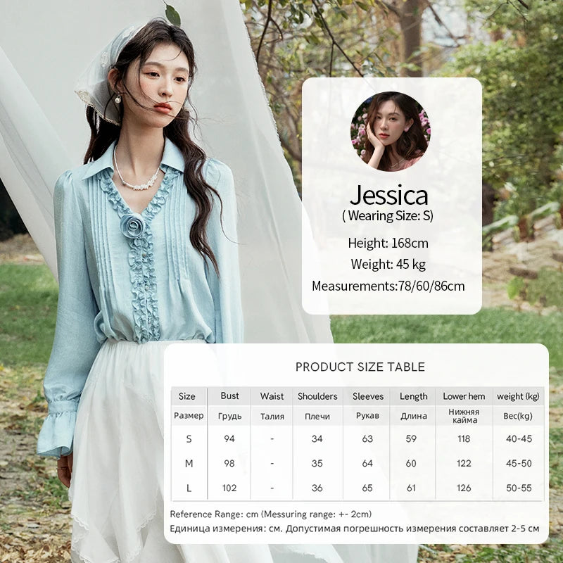 MISHOW Spring New Blouses for Women 2025 V-neck Long Flare Sleeve Solid Shirts Female Fashion Straight Tops Woman MXE14X1730