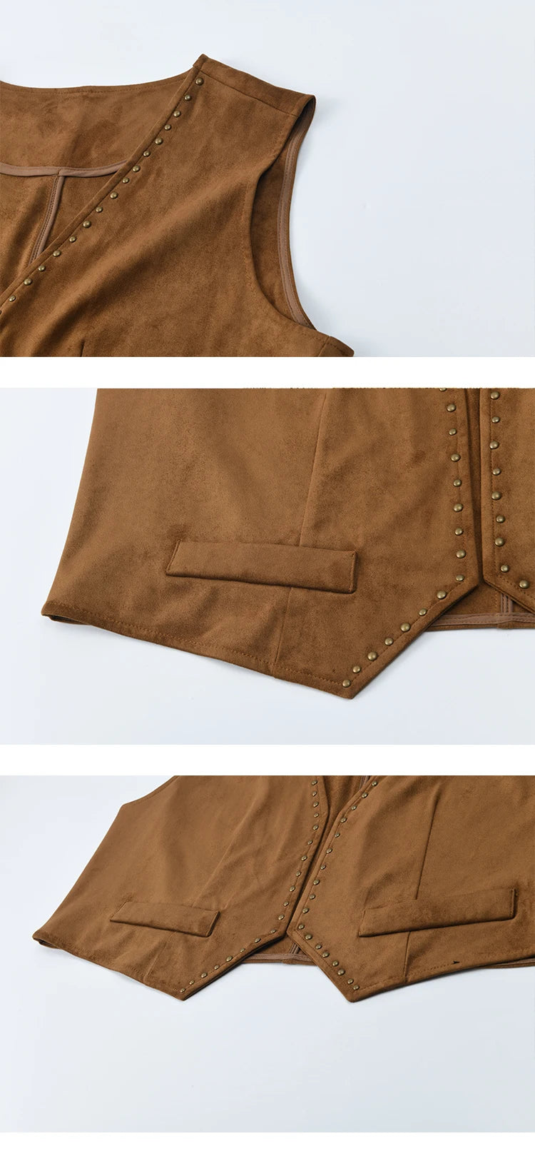 MISHOW Suede Vest Jacket for Women 2025 Autumn French Vintage Sleeveless Thin Vest Coat Rivet Design V-neck Vests MXE46L2518