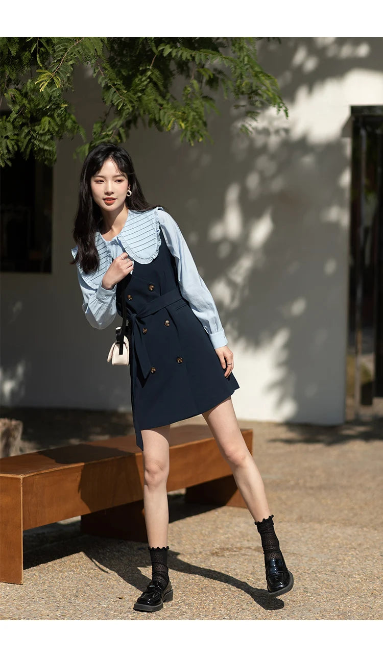 MISHOW Spring Vest Dress Korean Doll Collar Shirt Long Sleeve Elegant Shirt Female Clothing Separately Office Lady MXB12C0199