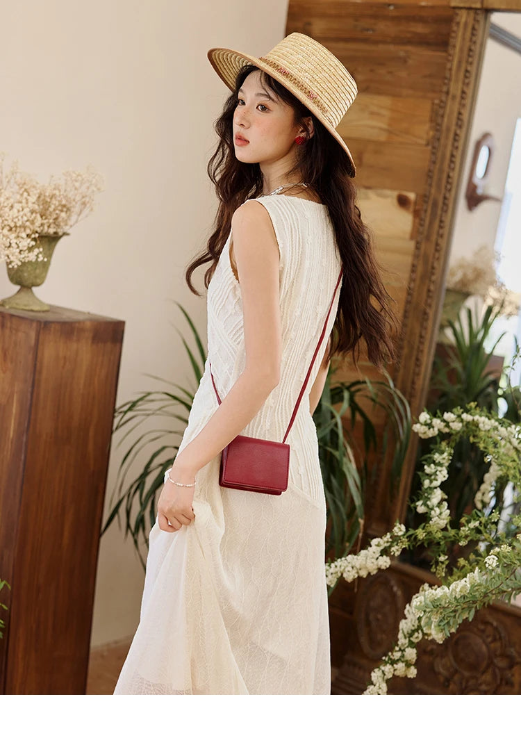 MISHOW Asymmetric Lace Fishtail Dress 2025 Summer Flower Embroidery Sleeveless Elegant Dress Round Neck Long Dresses MXE35L2301