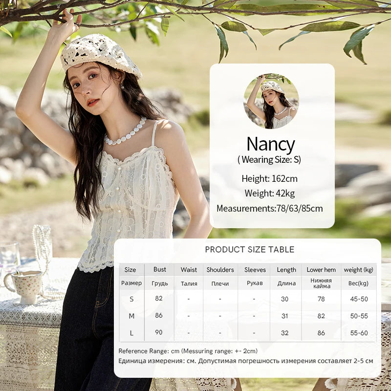 MISHOW Lace Embroidered Camisole for Women Spring 2025 Adjustable Shoulder Straps Slim Tank Top Sexy Sweet Camisole MXE13D0050