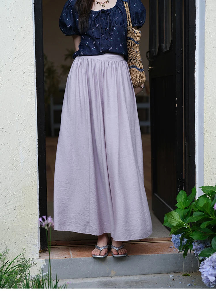 MISHOW Casual Half Skirt for Women 2025 Summer New Office Lady Fashion High Waist Pocket Female Purple Pleated Skirt MXE39B2366