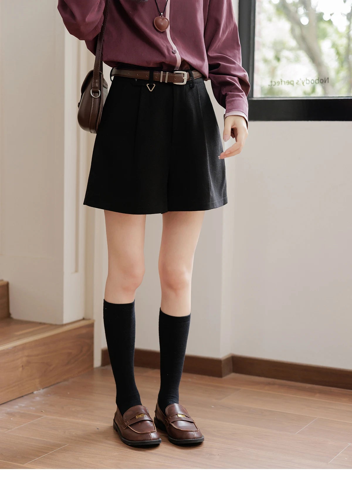 Mishow Black High Waist Wide Leg Shorts with Metal Detail MXD44K0757