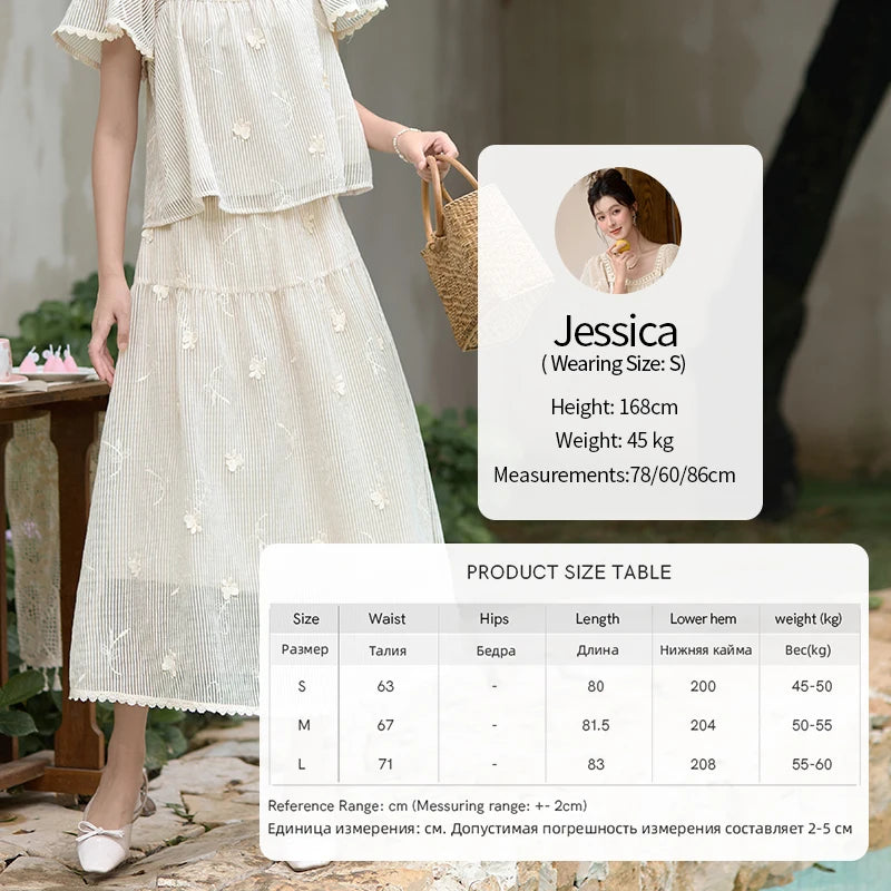 MISHOW Elegant Butterfly Flying Sleeve Blouses Elastic Waist Skirt Separately Summer Back Lace-up Top Midi Skirts MXD29X1559