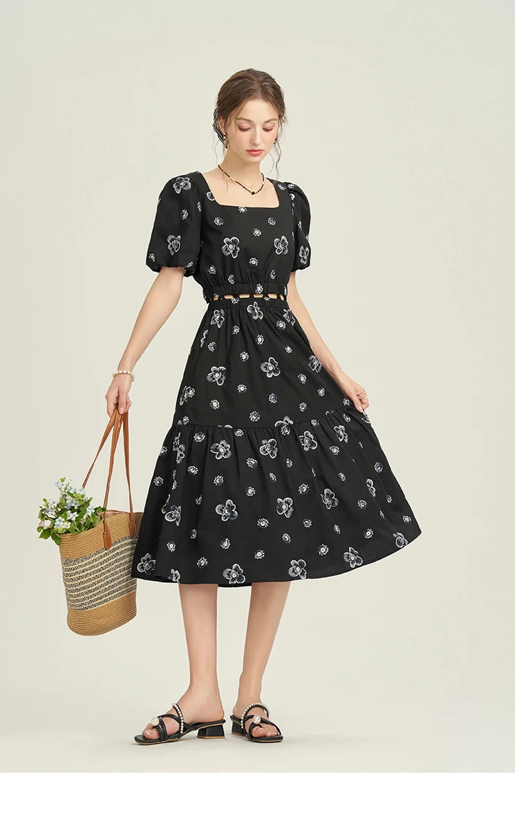 MISHOW High Waist Slim Floral Printing A-line Skirts Temperament Mid Length Skirt 2025 Summer Elastic Waist Skirt MPD21B0398