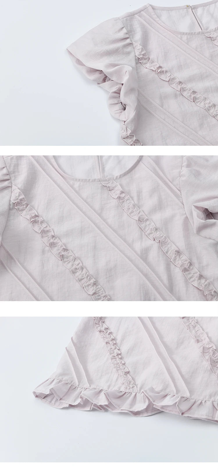 MISHOW Fashion Fungus Edge Puff Sleeve Blouses for Woman 2025 Summer O-Neck French Sweet Loose Top Ladies Clothing MXE39X1941