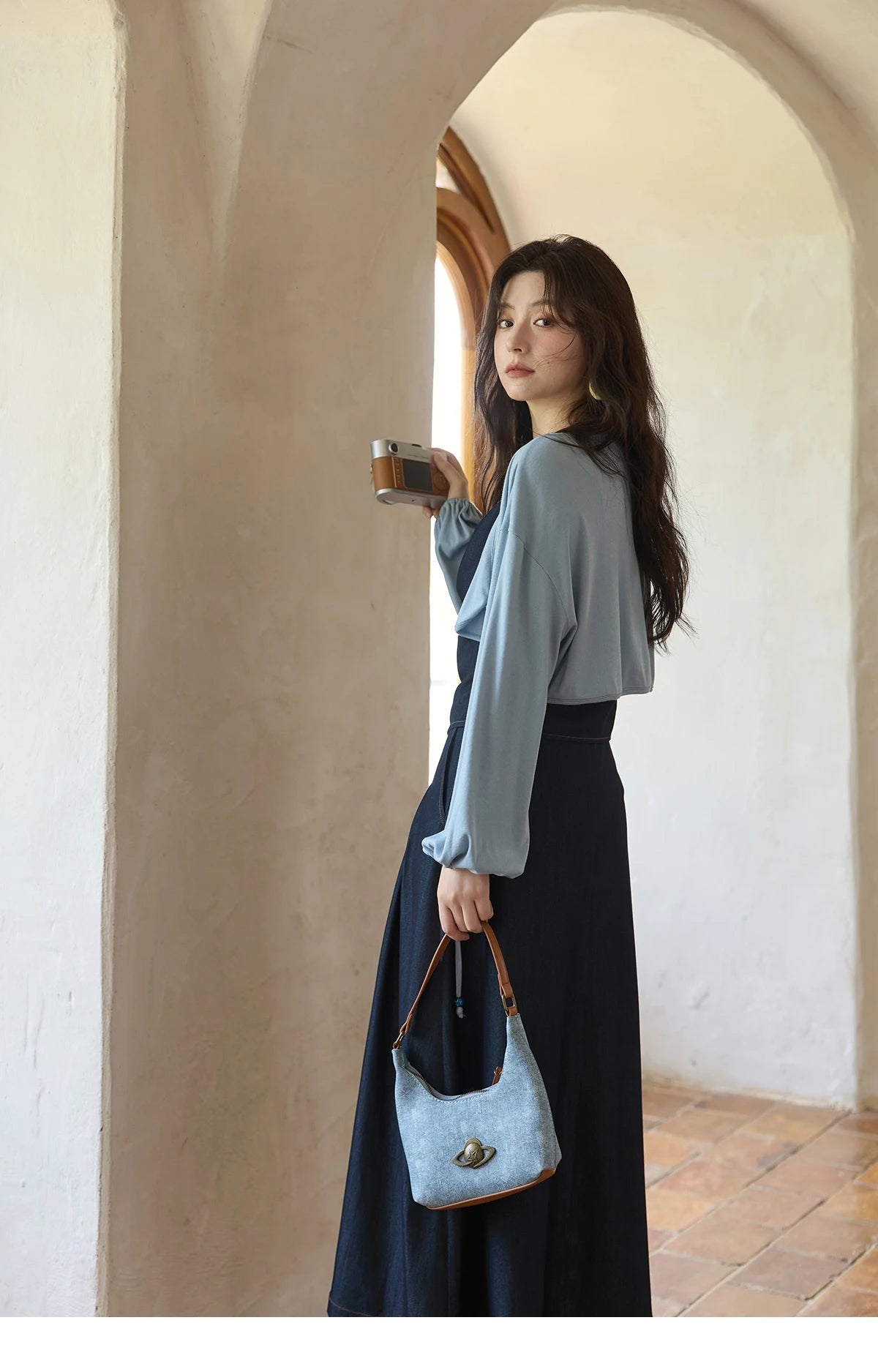 MISHOW Imitation Denim Casual Camisole Desses for Women Autumn 2025 Solid Lace-up Cardigan Separately (Not A Set) MXE41T0693