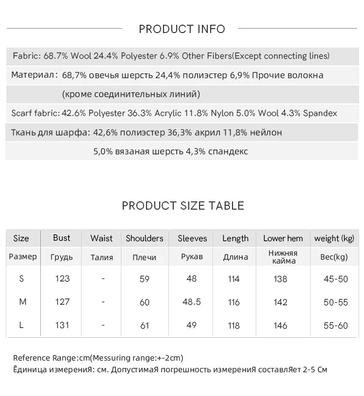 MISHOW Women's Woolen Coat with Scarf Winter Invisible Buckle Design Wool Overcoat Loose Elegant Warm Outerwear MXE93W1030