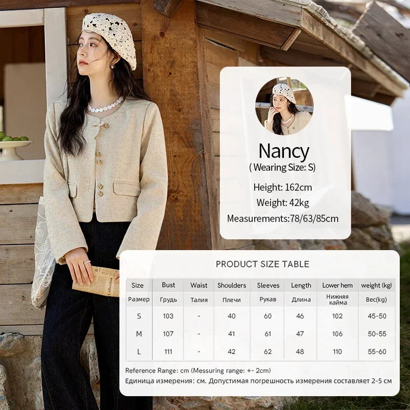 MISHOW Fashion Xiaoxiangfeng Long Sleeve Jacket Women's Spring New High End Temperament Button  Tops Short Coat Girl MXE11W0713