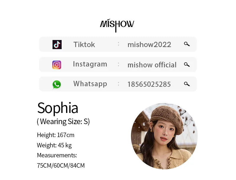 MISHOW Yellow Knitted Sweater for Women 2025 Winter New Long Sleeves Cable Plush Hem Stitching Casual Sweater Luxury MXE88Z2674