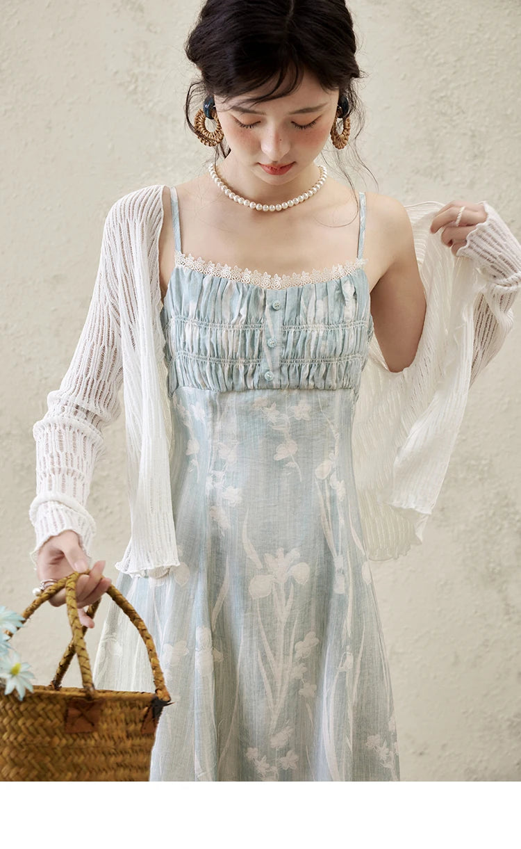 MISHOW Print Spring Summer Suspender Dress Women 2025 Square Collar Sleeveless Korean Dresses Lady New Fashion Slim MXE16L2127