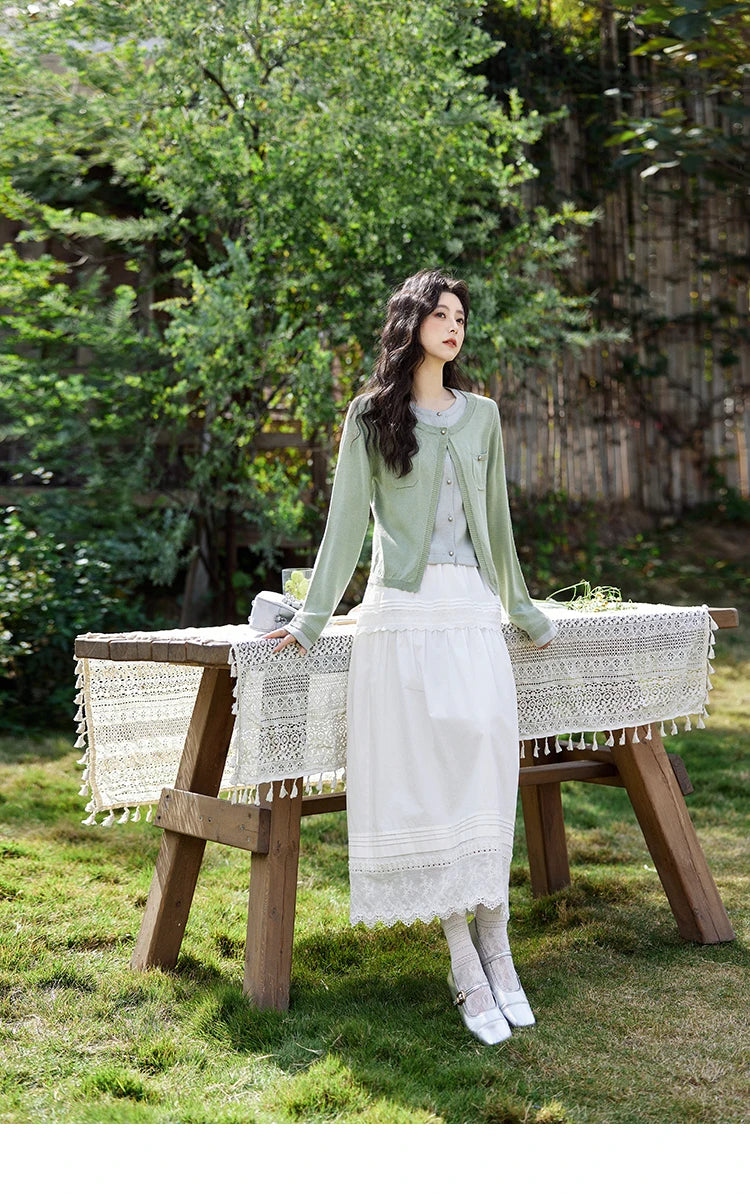 MISHOW French Retro Hollow Lace Skirt for Women Spring 2025 Elegnat 100 Cotton A-line Skirt High Waist Sweet Skirts MXE12B0643