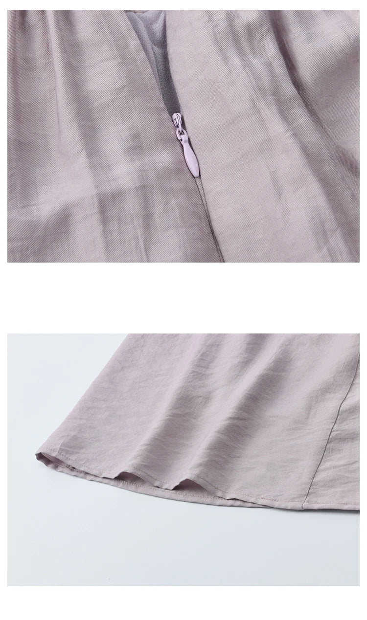 MISHOW Casual Half Skirt for Women 2025 Summer New Office Lady Fashion High Waist Pocket Female Purple Pleated Skirt MXE39B2366