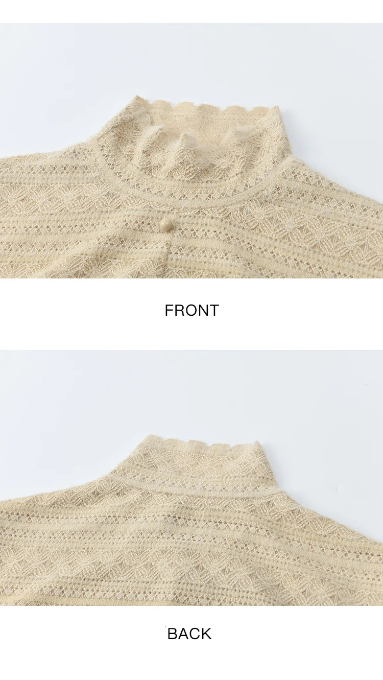 MISHOW Women's Casual Shirt 2025 Autumn Design Sense Elegant Lace Shirt New Half-high Collar Waist Slit Slim Tops MXE48X2501