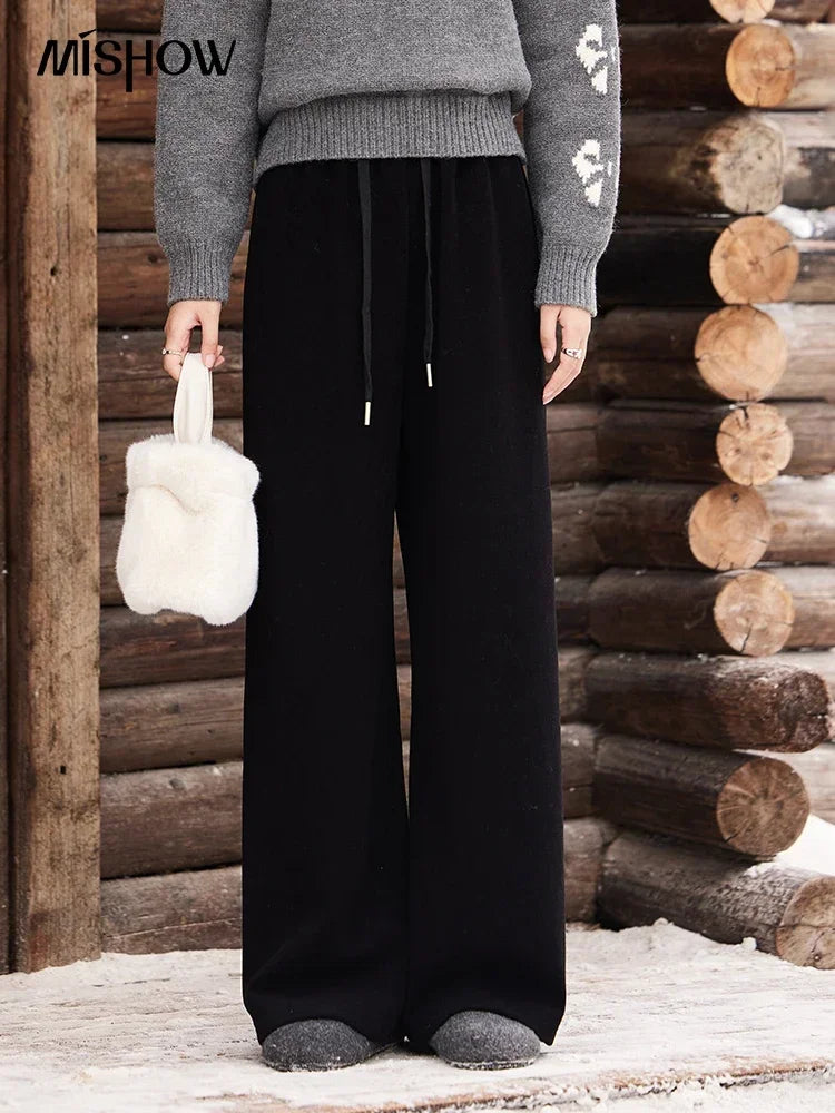 MISHOW Wide Legged Pants Women's Casual Versatile Long Pants 2025 Fall Winter New Korean High-waist Thin Pants MXD34K0824