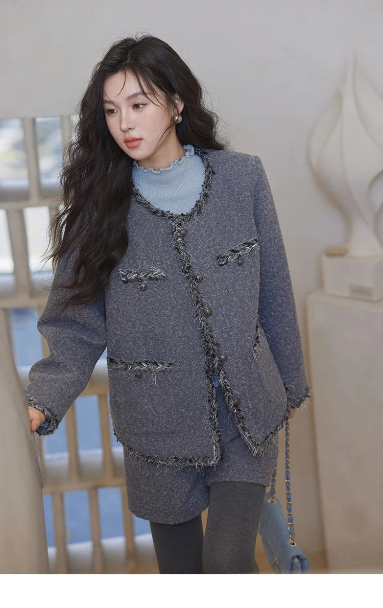 MISHOW Plaid Tweed Jackets Shorts Separately Women Korean Luxruy Gentle Single Breasted Jacket Solid Short Pants MXD35W0489