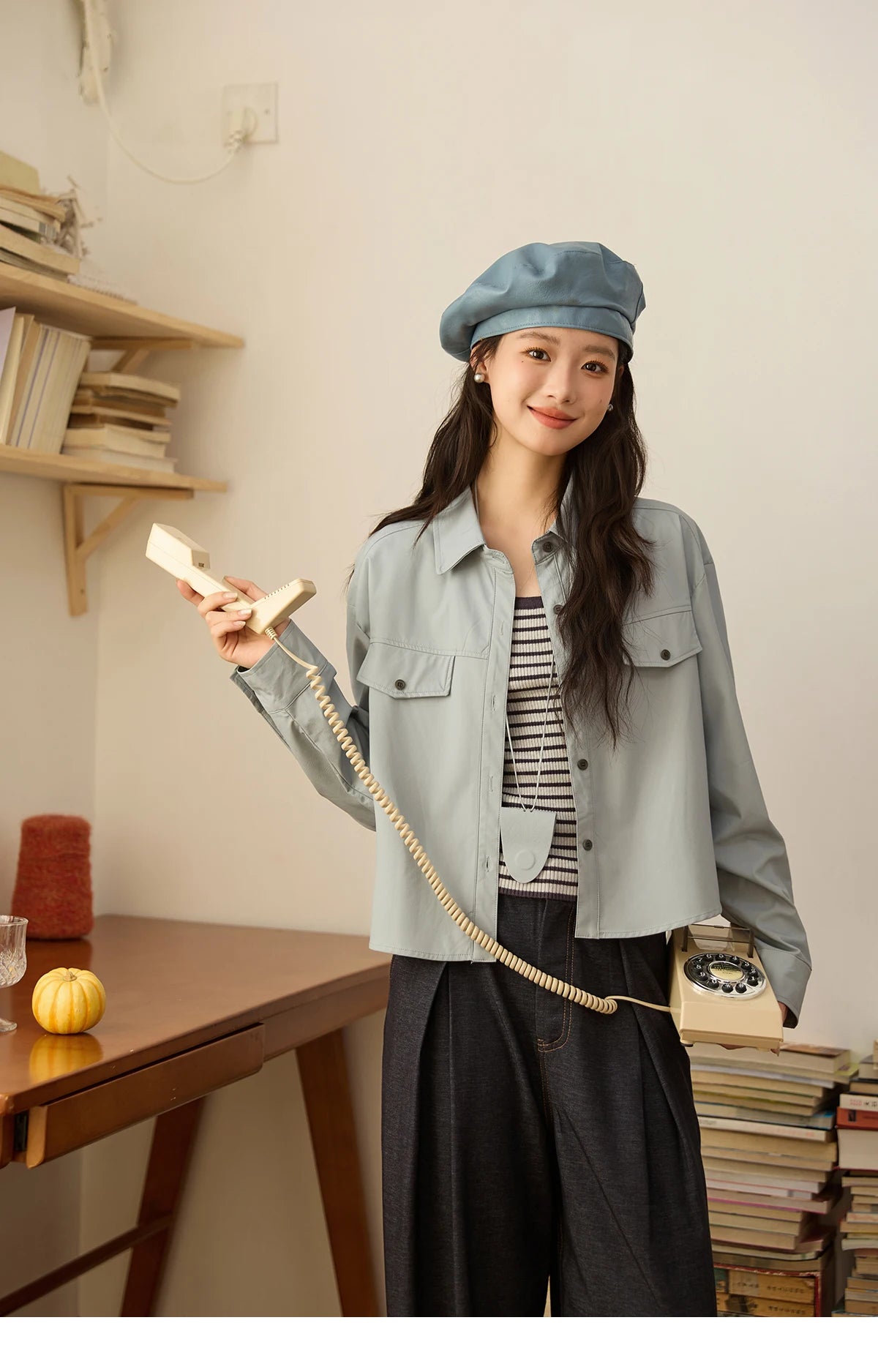 MISHOW Women's Two-Piece Set 2025 Autumn Vintage Striped Vest Solid Turn Down Collar Jacket Commute with Pendant Sets MXE45T1396