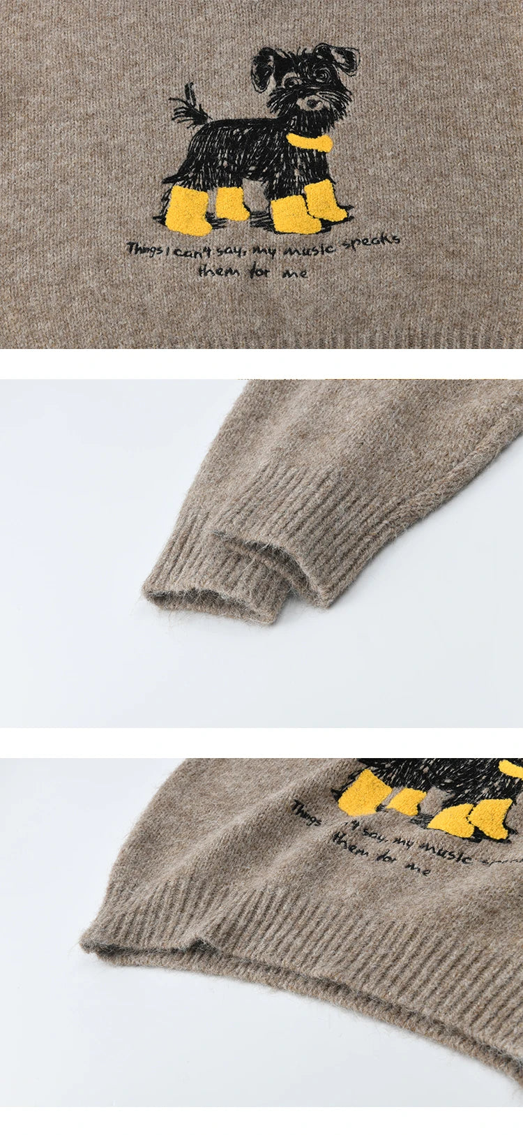 MISHOW Women's Long Sleeve Pullovers 2025 Autumn Winter New Puppy Embroidery Loose Casual V Neck Knit Sweater Luxury  MXE48Z2570