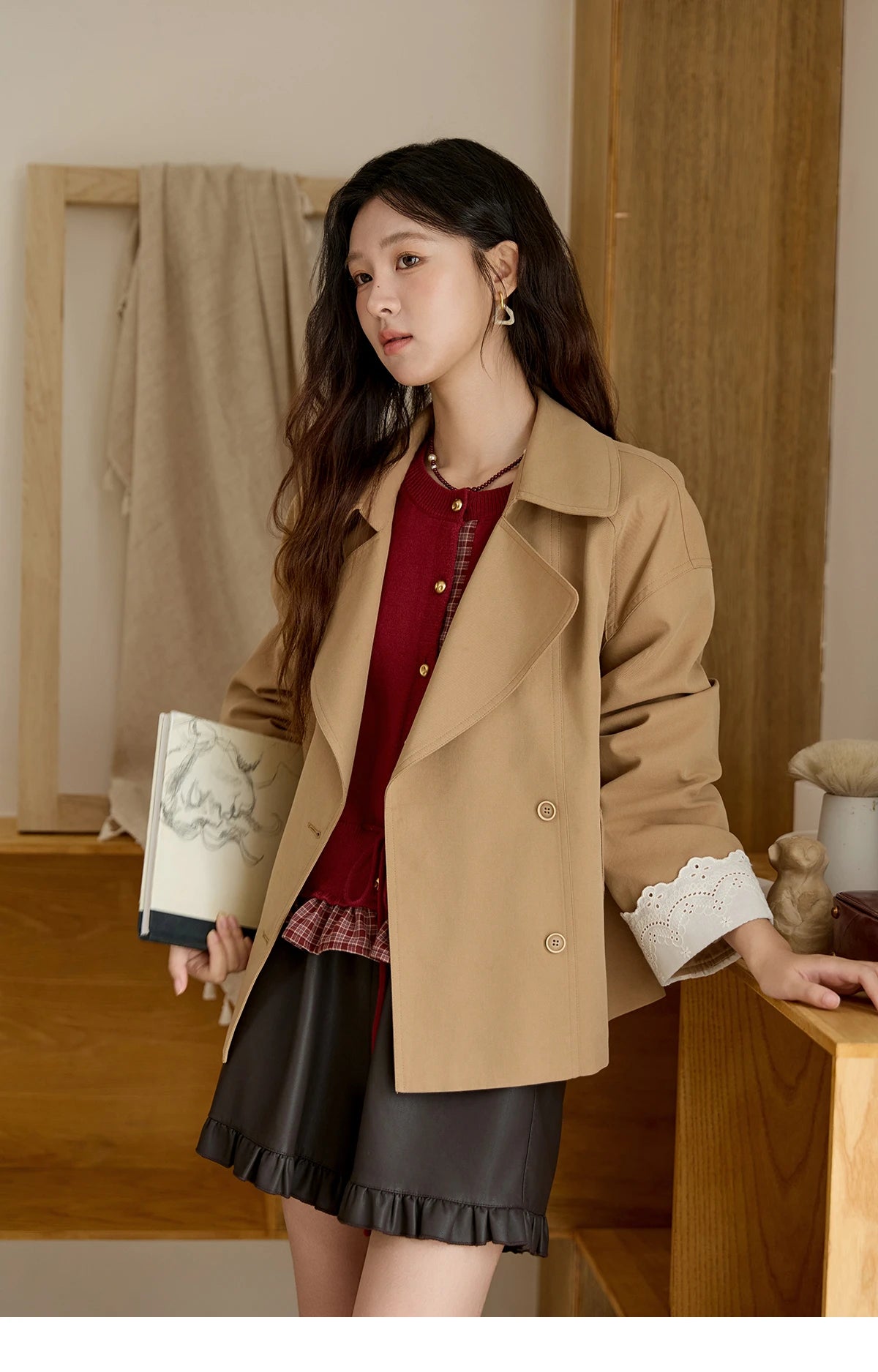 MISHOW Christmas Women's Cardigan 2025 Red Fake Two-Piece Plaid Patchwork Knit Top O-Neck Single-Breasted Outerwear MXE45Z2483