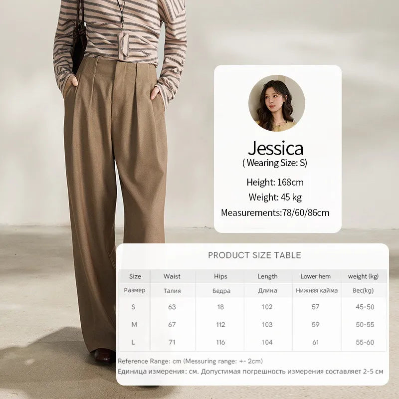 MISHOW Women's Camel Wide Leg Pants 2026 Spring High Waist Pleated Pants Office Lady Versatile Loose Casual Trousers MXF108K1007