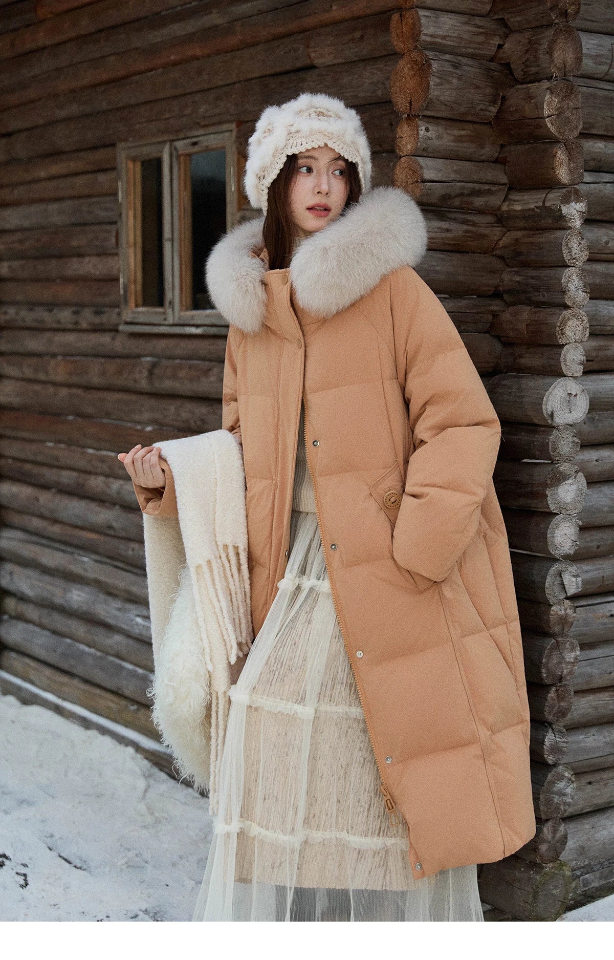 MISHOW Women's Winter Coat with Hood 2025 Fashion Solid Commute Long Down Jacket Windproof Warm Down Coat Luxury MXE51Y0079