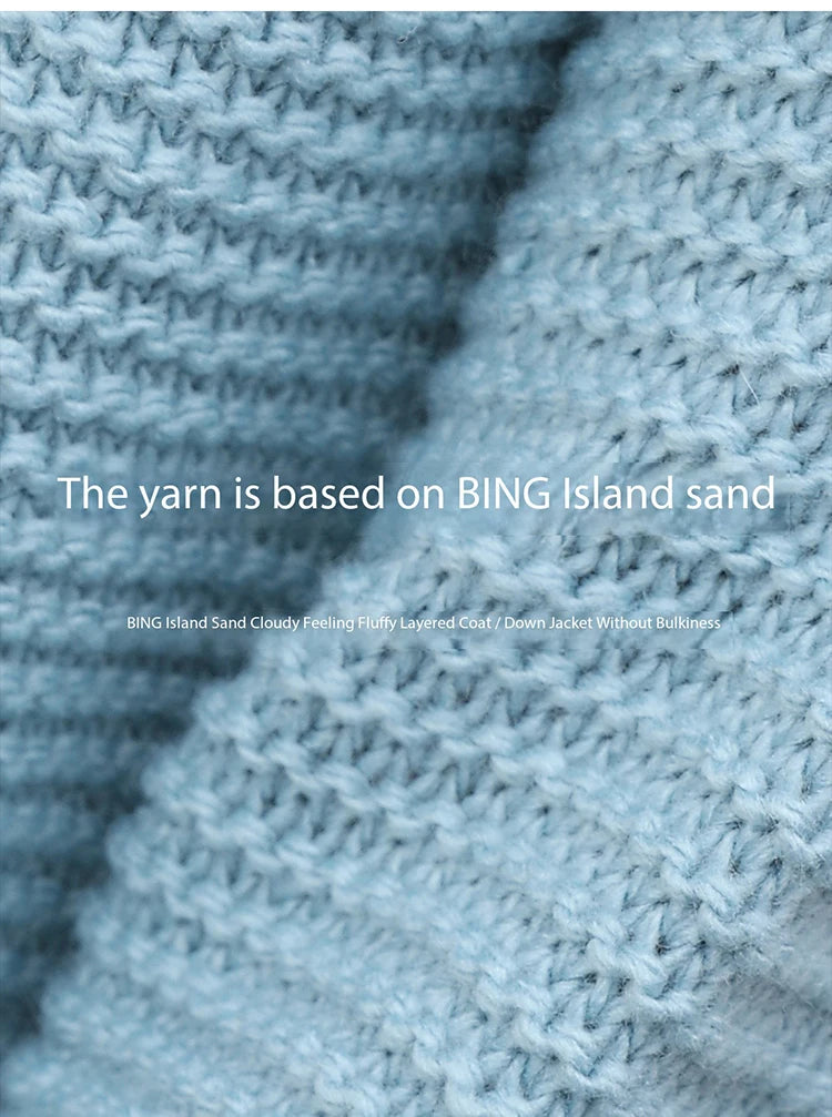 MISHOW Blue Knitted Cardigan 2025 Autumn Winter New Crew Neck Pompom Decorated Sweater Commute Elegant Loose Top MXE51Z2551