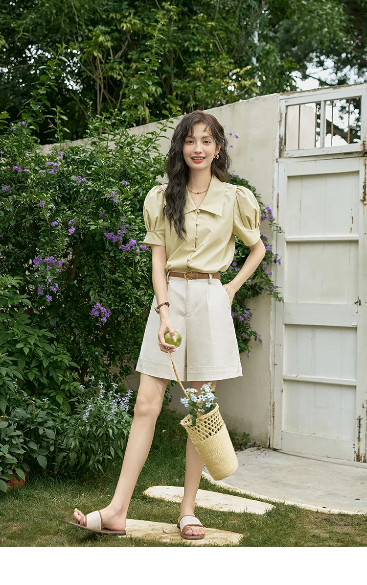 MISHOW Casual Solid Suit Short Pants for Women 2024 Summer High Waist Slim Straight Leg Pants Loose A-line Shorts MXD28K0647