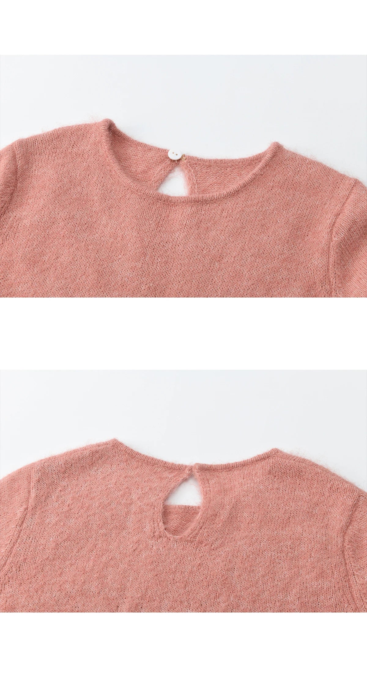 MISHOW Women's Pink Sweater 2025 Winter French Style Round Neck Knit Top Ruffled Hem with Drawstring Belt Pullover MXE90Z2824