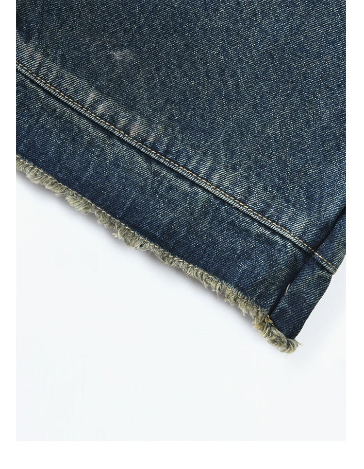 MISHOW American Retro Wide Leg Jeans Spring High Waist Slim Cotton Elastic Denim Straight Trouser Hem Tassels Pants MXD12K0538