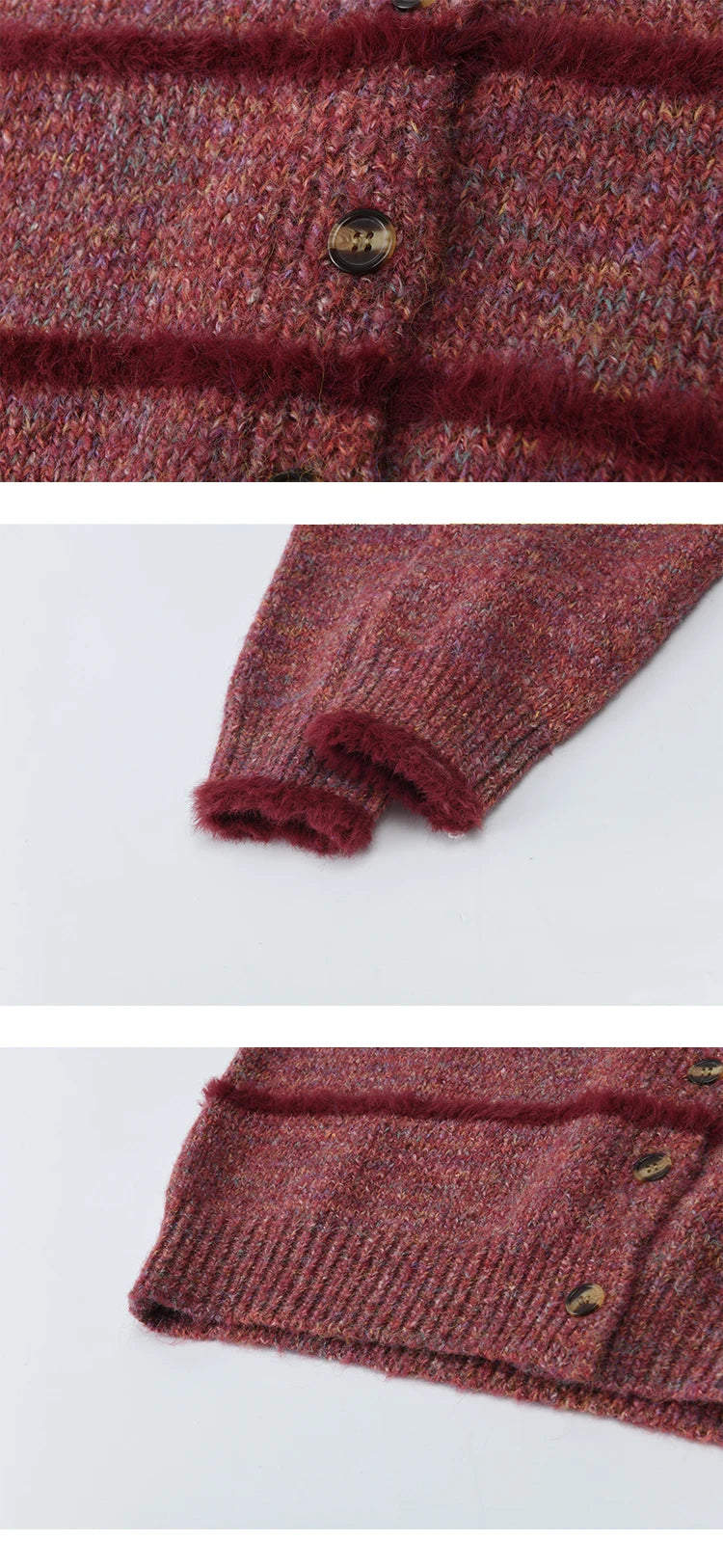 MISHOW Christmas Women's Retro Red Striped Large Lapel Knitted Cardigan 2025 Winter Color Block Fleece Patchwork Tops MXE94Z2888