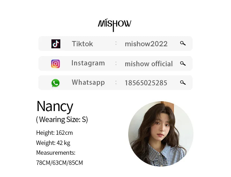 MISHOW Autumn Blue Plaid 100 Cotton Shirts 2025 Doll Collar Dropped Shoulder Sleeves Casual Top Retro Commuter Shirt MXE44C2391