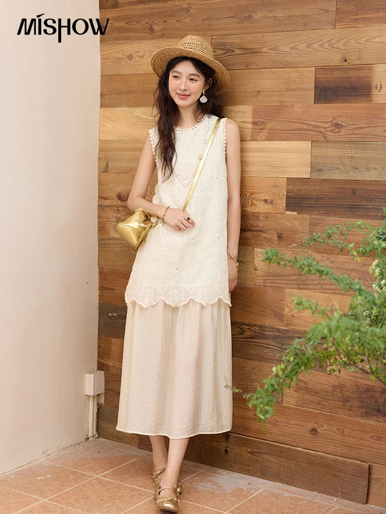 Mishow French Embroidery Fake Two-Piece Vest Dress MXE34L2311