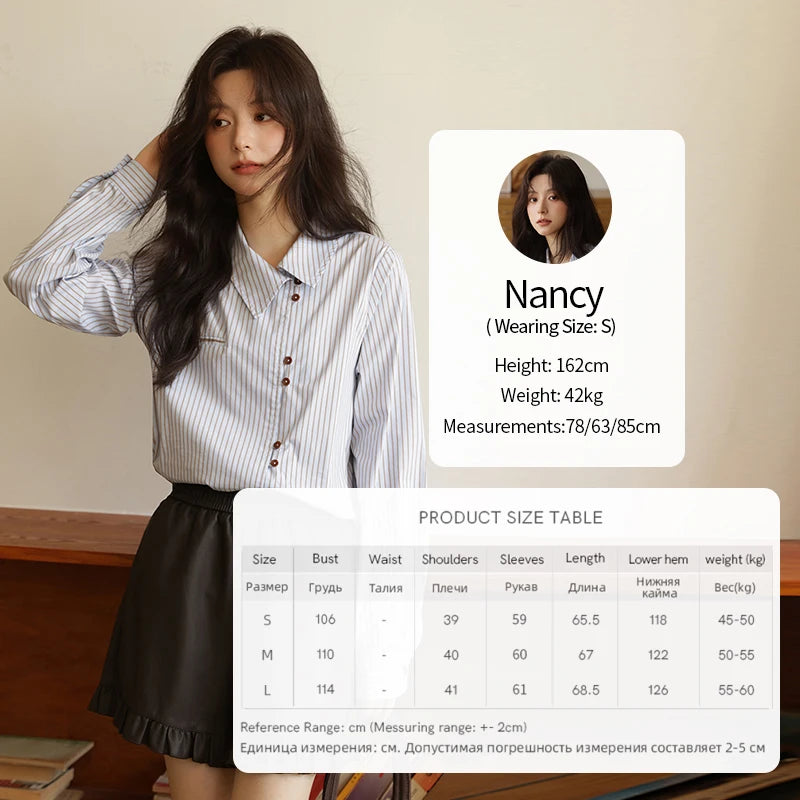 MISHOW Women's Striped Asymmetric Shirt 2025 Autumn New Arrival Vintage Loose Long Sleeve Tops Commuter Woman Clothes MXE42C2375