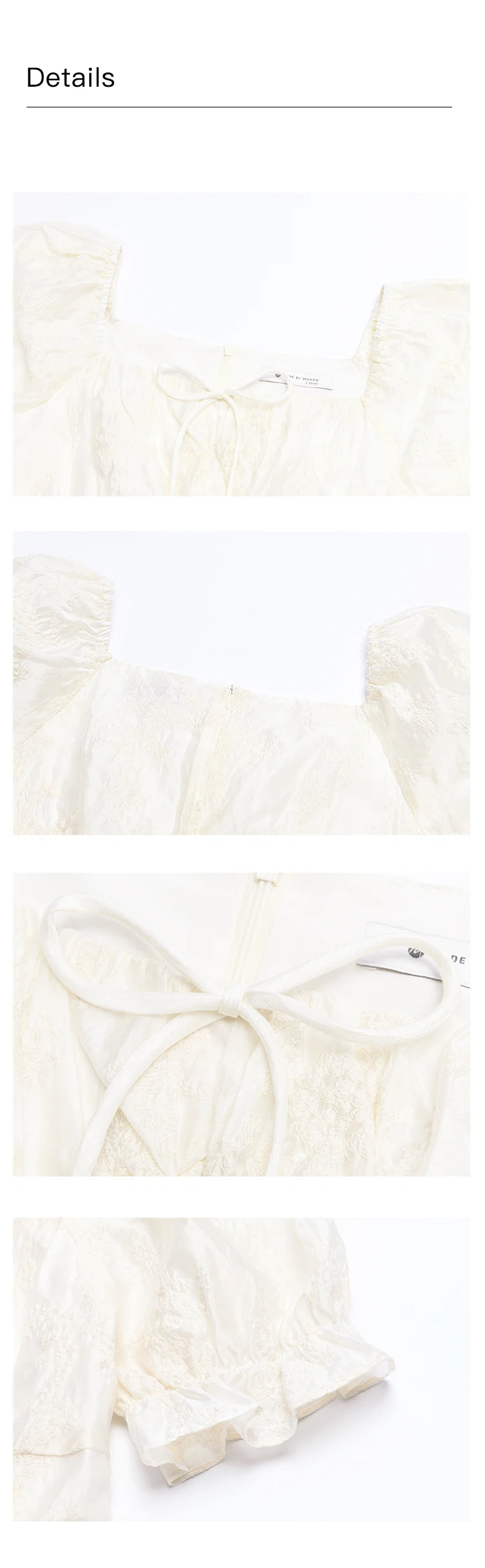 MISHOW Square Neck Vertical Stripe Ruffle Edge Dress 2025 Summer Tea Break French Bubble Sleeve Vacation Long Dresses MXD27L1808