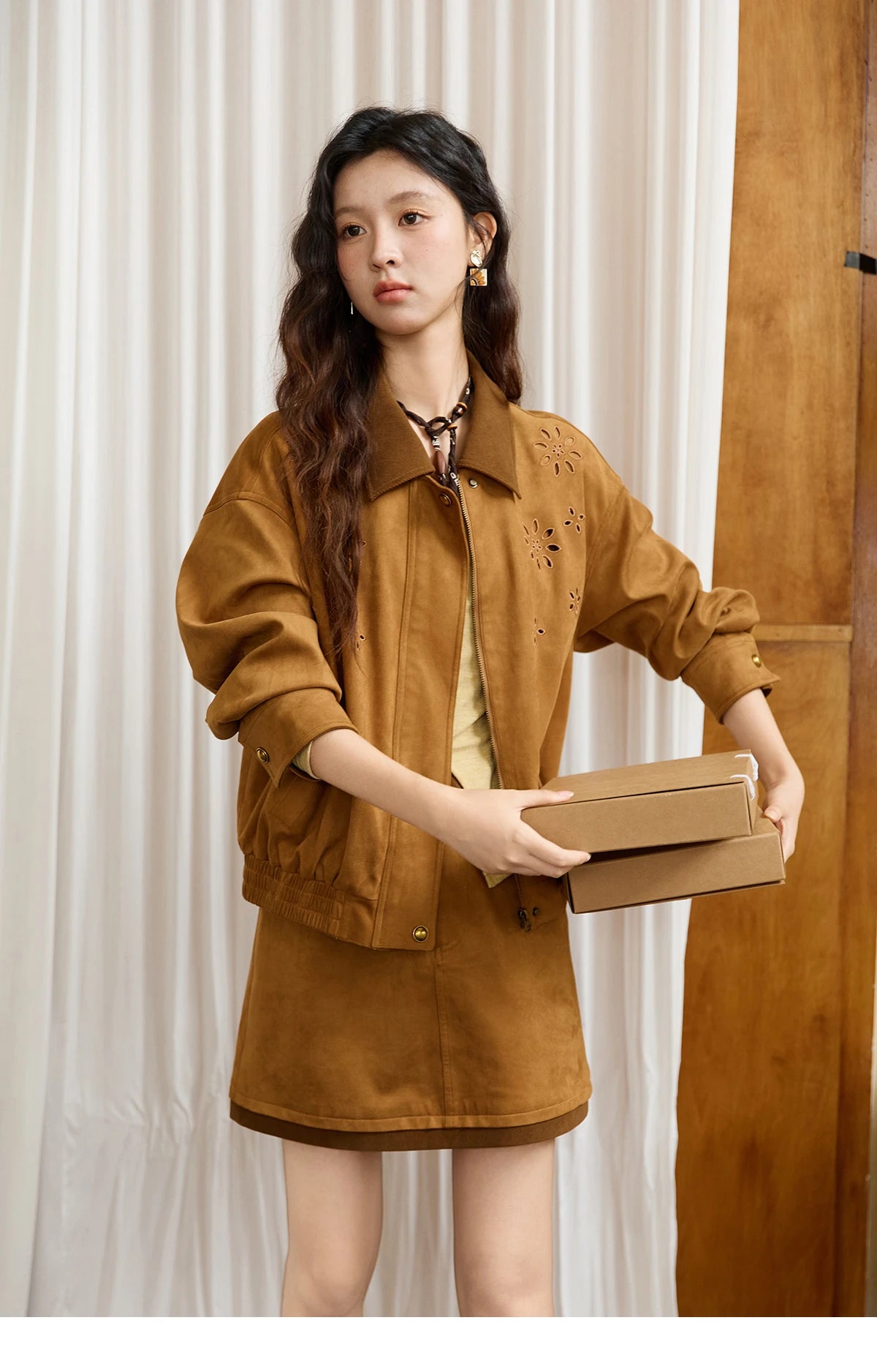 MISHOW Skirt Two Piece Set for Woamn 2025 Retro Corduroy Cutout Lapel Jacket Mini Skirt Autumn Women's Clothing Set MXE47T0745