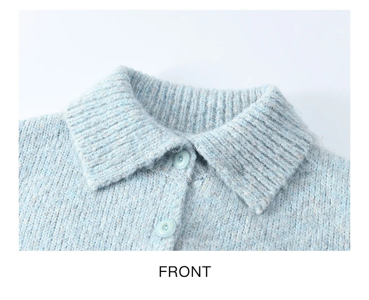 MISHOW Turn Down Collar Wool Blend Sweater Women Solid Single-breasted Tops Thickened Warm Versatile Knitted Cardigan MXD59Z1136