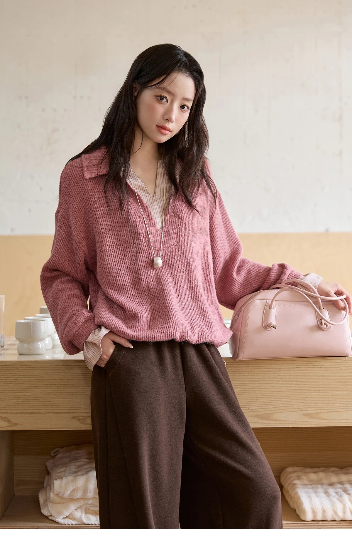 MISHOW Casual Pants for Women 2025 New Fashion Solid Loose Wide-leg Pants Commute Comfortable Women's Winter Pants MXE51K1093