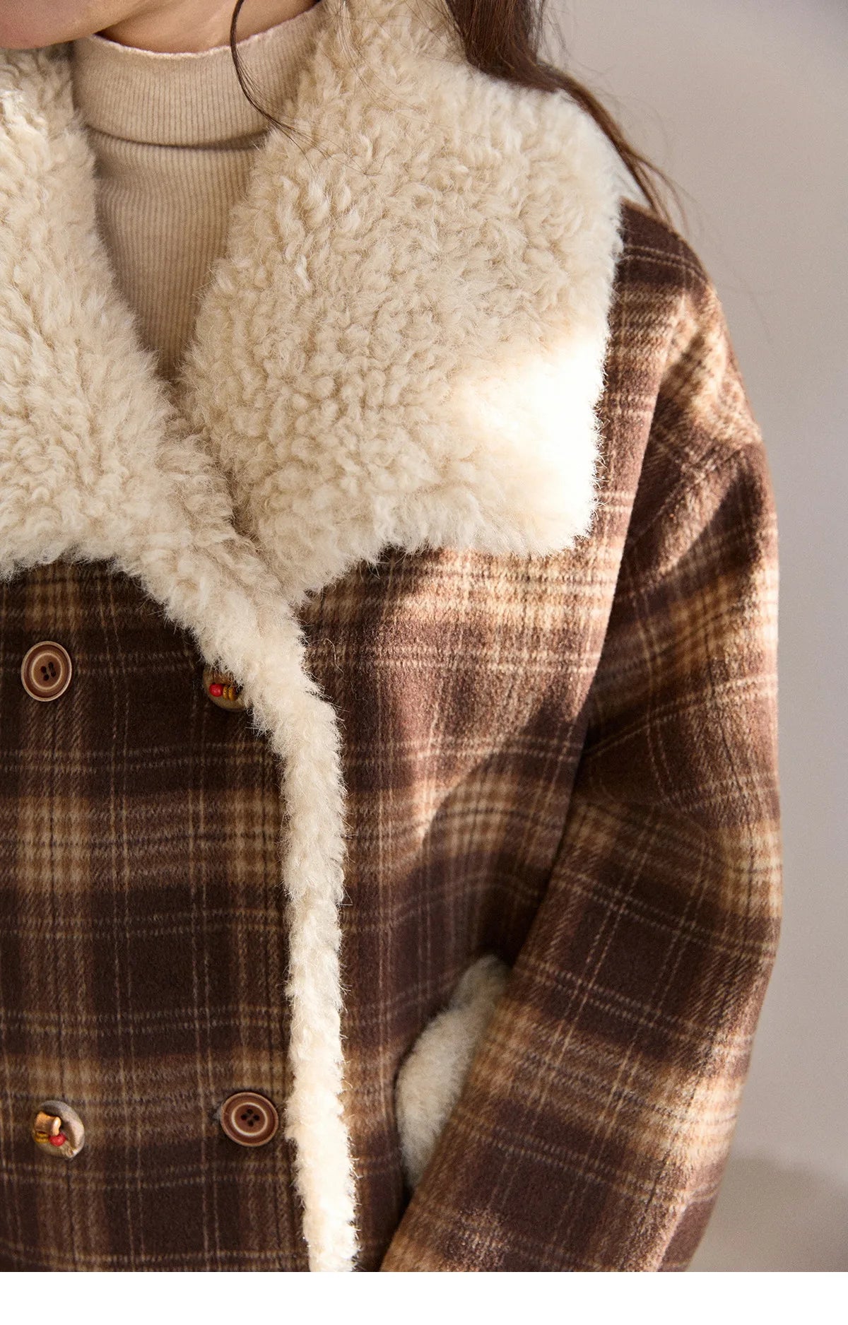 MISHOW Christmas Women's Retro Plaid Jacket 2025 Winter Large Lapel Tops Thickened Cotton-Padded Warm Short Coat MXE87W1004