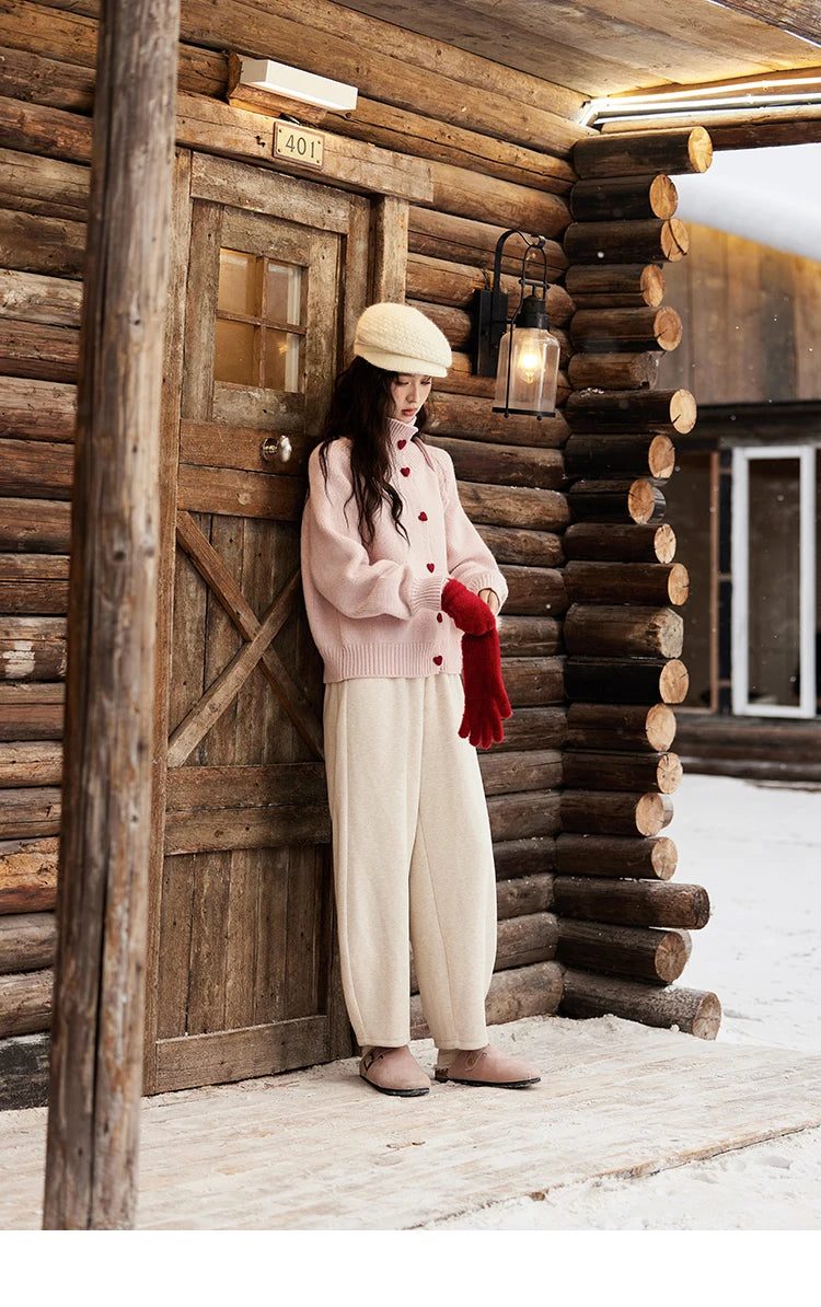 MISHOW Love Heart Button Sweater Color Clash Women Winter Clothing Knitted Cardigan Loose Versatile Thick Warm Tops MXD58Z1127