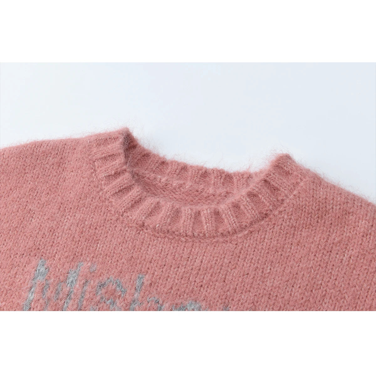 Mishow Pink Jacquard Crew Neck Pullover MXE91Z2831