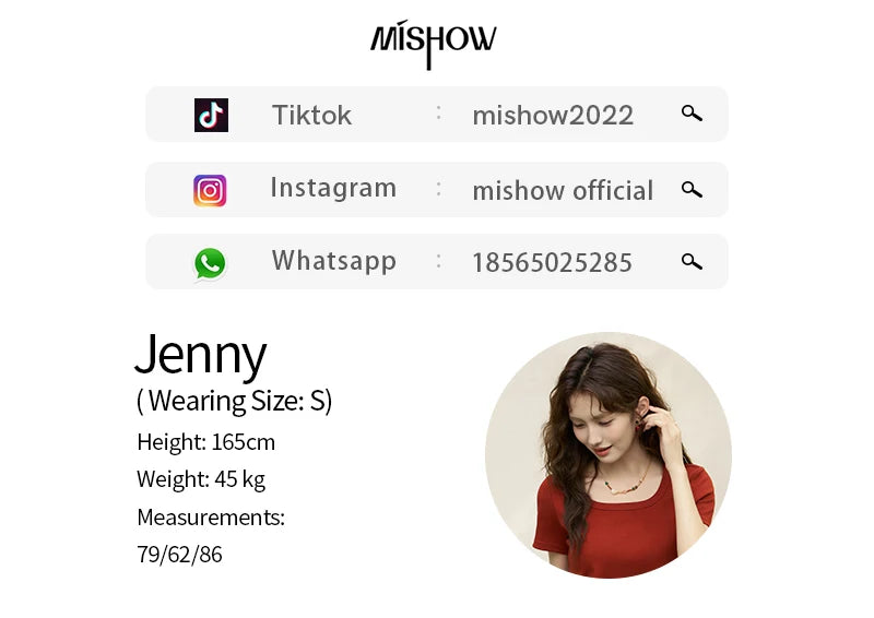 MISHOW Multi Color Square Neck Tees Short Sleeve Solid Color T-shirt for Women 2024 Spring/summer Basic Versatile Top MXC12T0641