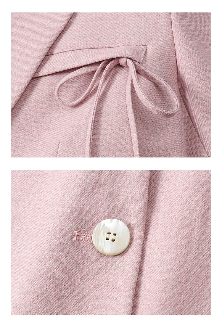 MISHOW Blazers for Women Spring 2025 Shoulder Pads Back Hem Slit Bow Coat Temperament Solid Single Breasted Blazer MXE13W0706