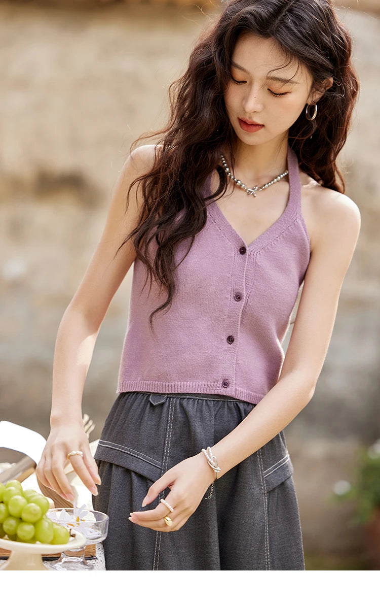 MISHOW French Knit Cardigan Women Separately 2025 Spring New Korean Casual Diamond Plaid Sweet V Neck Hollow Sweater MXE11Z1198